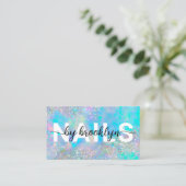 Carte De Visite Opal Holographique Parties scintillant Script Clou (Debout devant)