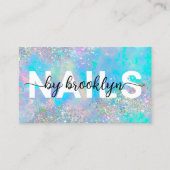 Carte De Visite Opal Holographique Parties scintillant Script Clou (Devant)