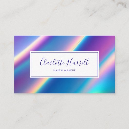Carte De Visite Opal Iridescente QR Code Beauté Pros (Devant)