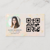 Carte De Visite Opal Modern Minimalist Photo with QR Code (Devant)