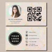 Carte De Visite Opal Modern Minimalist Photo with QR Code