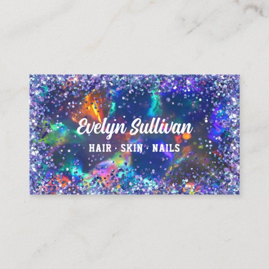 Carte de visite Opal Parties scintillant bleue (Devant)