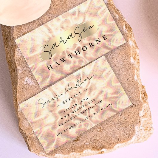 Carte De Visite Opal Pierre Rose Or Brush Stroke Luxe