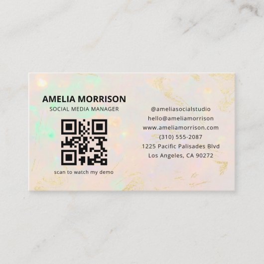Carte De Visite Opal QR Code Minimalist Professional (Devant)