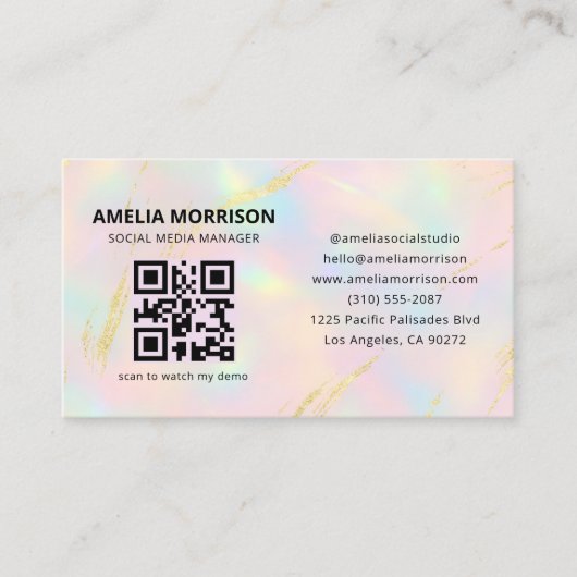 Carte De Visite Opal QR Code Minimalist Professional (Devant)