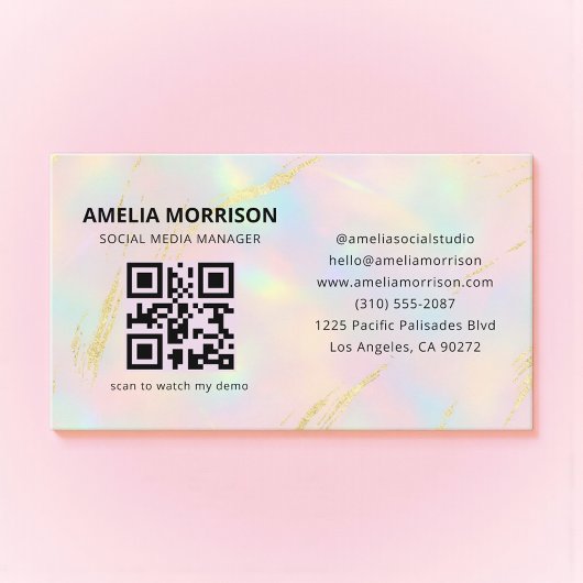 Carte De Visite Opal QR Code Minimalist Professional