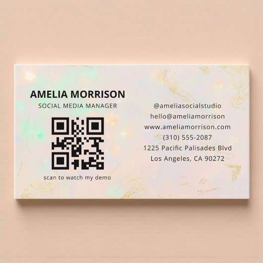 Carte De Visite Opal QR Code Minimalist Professional