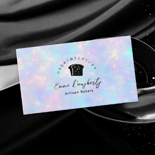 Carte De Visite Opal Rainbow Holographic Boulangerie Logo Pain