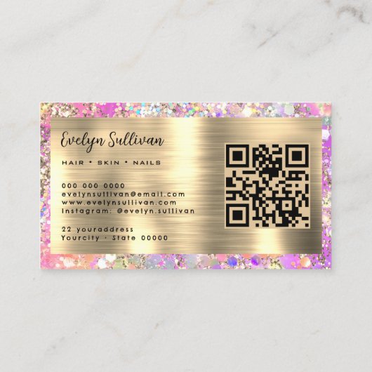 carte de visite opal rose parties scintillant (Dos)