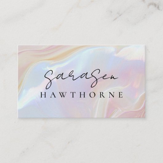 Carte De Visite Opal Stone Elegant Luxe Script Nom Monogramme (Devant)