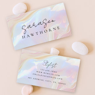Carte De Visite Opal Stone Elegant Luxe Script Nom Monogramme
