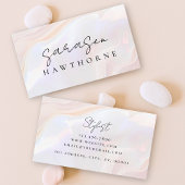 Carte De Visite Opal Stone Elegant Luxe Script Nom Monogramme