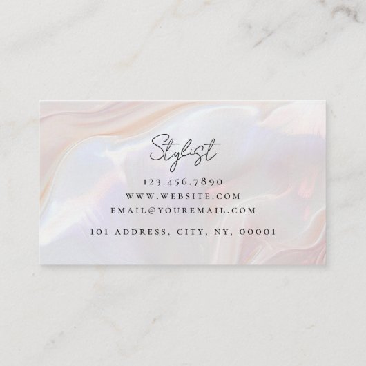 Carte De Visite Opal Stone Elegant Luxe Script Nom Monogramme (Dos)