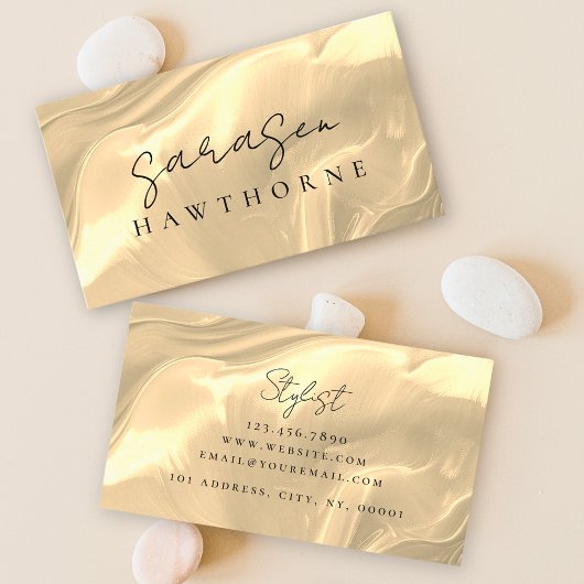 Carte De Visite Opal Stone Gold Elegant Luxe Nom du script