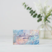 Carte De Visite Opal Stone texture Logo QR Code Business Card (Debout devant)