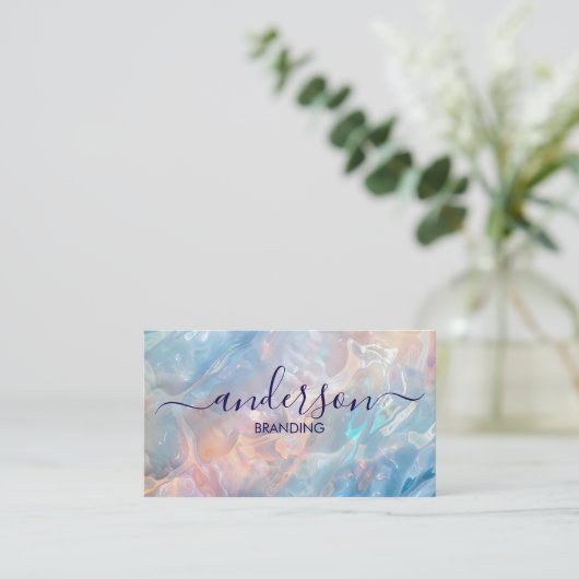 Carte De Visite Opal Stone texture Logo QR Code Business Card (Debout devant)