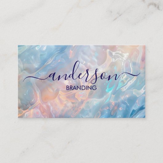 Carte De Visite Opal Stone texture Logo QR Code Business Card (Devant)