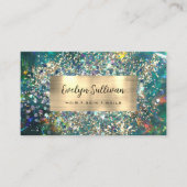 Carte de visite opal turquoise parties scintillant (Devant)