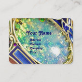 CARTE DE VISITE OPAL VERT BLEU, MONOGRAMME D'OEUVRE D'OR ART NOUVE (Dos)