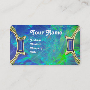 CARTE DE VISITE OPAL VERT BLEU, MONOGRAMME D'OEUVRE D'OR ART NOUVE