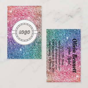 Carte De Visite Opale Pailletée Arc-en-Ciel Coiffeur