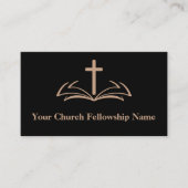 Carte De Visite Open Bible Cross Logo Eglise Pasteur (Devant)