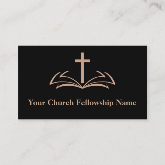 Carte De Visite Open Bible Cross Logo Eglise Pasteur (Devant)