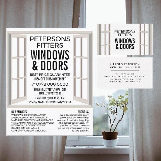 Carte De Visite Open Window Design, Window & Door Fitter Company