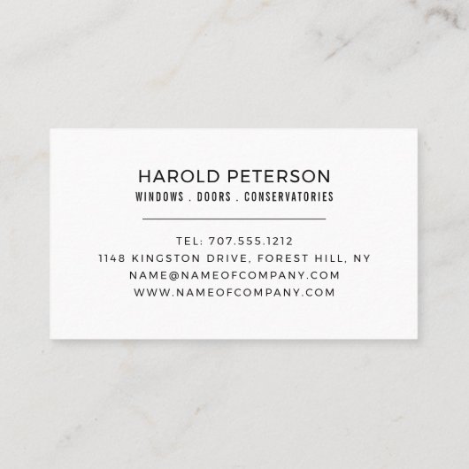 Carte De Visite Open Window Design, Window & Door Fitter Company (Dos)