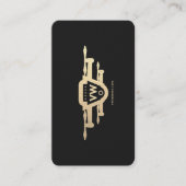 Carte De Visite Opérateur de drone moderne Monogramme d'or noir (Devant)