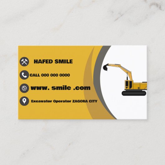 Carte De Visite Opérateur de pelle de construction professionnelle (Devant)