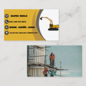 Carte De Visite Opérateur de Plante d'excavateur de construction p (Devant / Derrière)