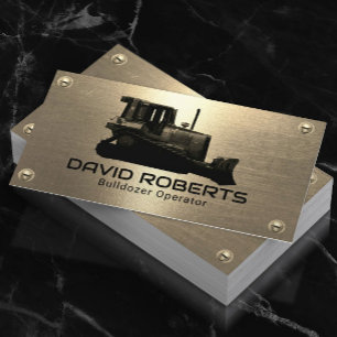 Carte De Visite Opérateur Plante Bulldozer Construction métal or