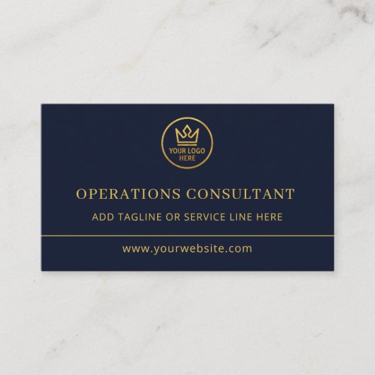 Carte De Visite Operations Consultant Blue Gold Logo QR Code (Devant)