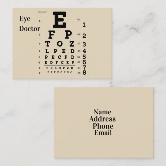 Carte De Visite Ophtalmologiste (Devant / Derrière)