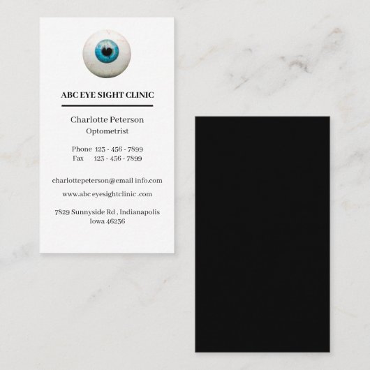 Carte De Visite Ophtalmologue de l'oeil -Optométriste (Devant / Derrière)