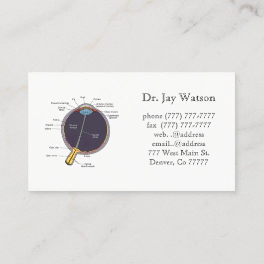Carte De Visite Ophtalmologue optométriste (Dos)