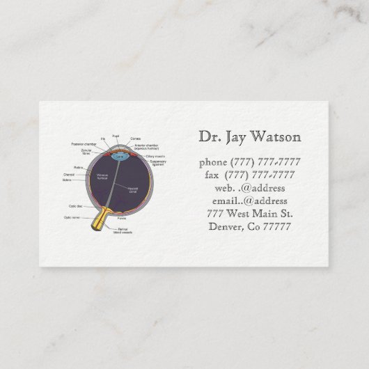 Carte De Visite Ophtalmologue optométriste (Dos)
