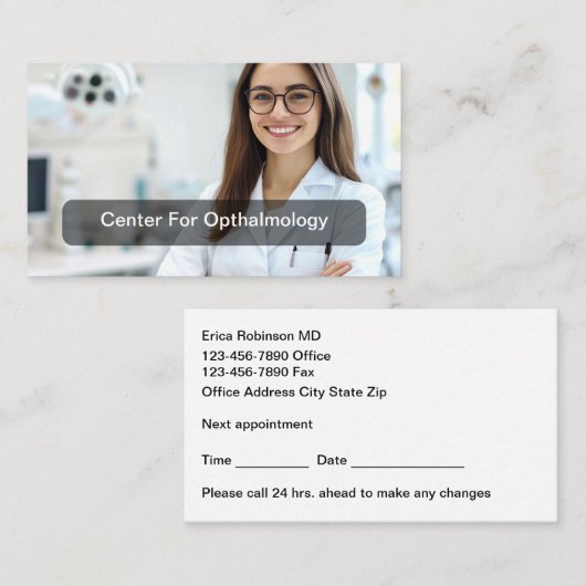 Carte De Visite Ophthalmologist Vision Care Appointment Cards (Devant / Derrière)