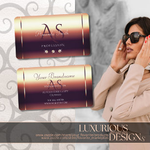 Carte De Visite Optique or Rose brillant Diamants étincelants Init