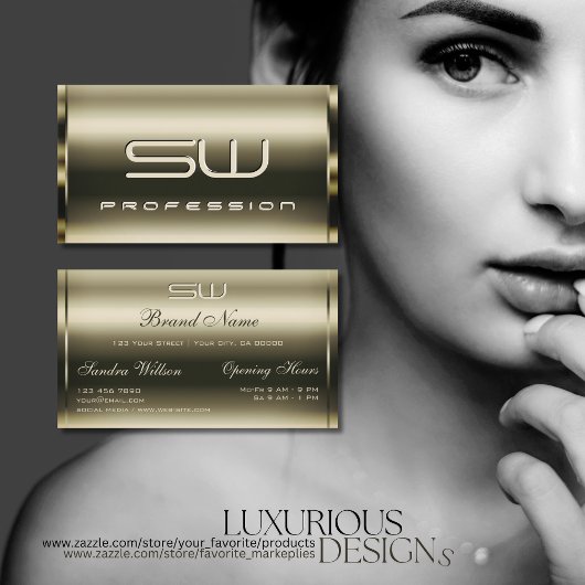 Carte De Visite Optique Platinum de luxe et Monogramme 3D Faux