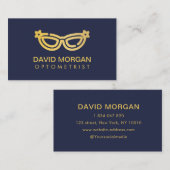 Carte De Visite Optométrie Professionnelle Verres d'or Logo Marine (Devant / Derrière)