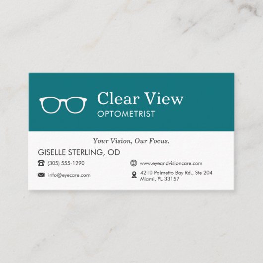 Carte De Visite Optometrist Office Appointment Reminder (Devant)