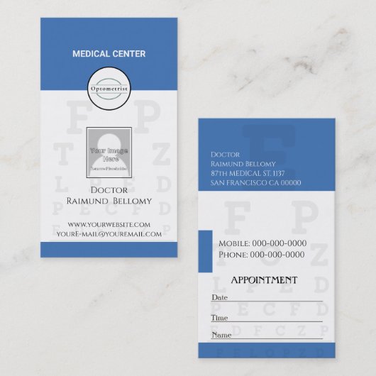 Carte de visite optométriste (Devant / Derrière)