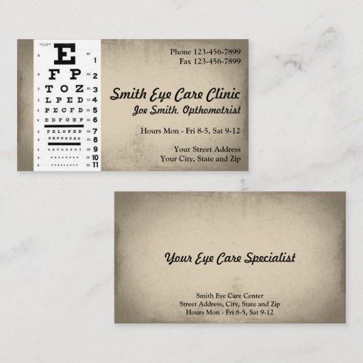 Carte de visite optométriste (Devant / Derrière)