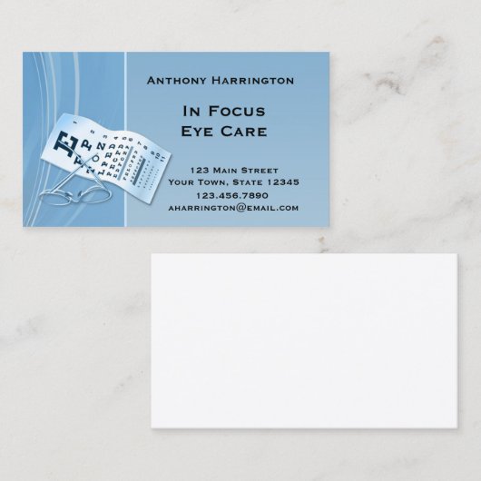 Carte De Visite Optométriste bleu moderne (Devant / Derrière)