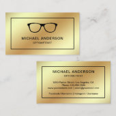 Carte De Visite Optométriste de Faux Gold Foil Eyeglasses (Devant / Derrière)