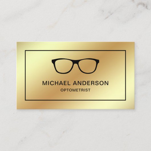 Carte De Visite Optométriste de Faux Gold Foil Eyeglasses (Devant)