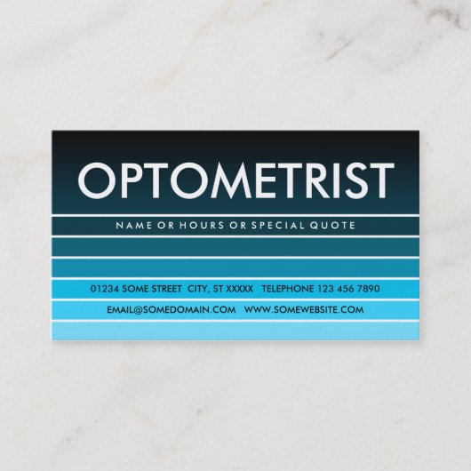 Carte De Visite OPTOMÉTRISTE D'ÉCHANGE Bleu (Devant)