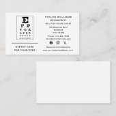 Carte De Visite Optométriste Opticien ophtalmologiste Médias socia (Devant / Derrière)